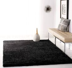 Modern Black Shaggy Hall Rug